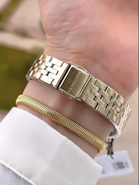 U.S.POLO ASSN Çelik Kordon 3 Atm Suya Dayanıklı Kadın Kol Saati+Bileklik Hediyeli USPA.2102.07 - Resim 3