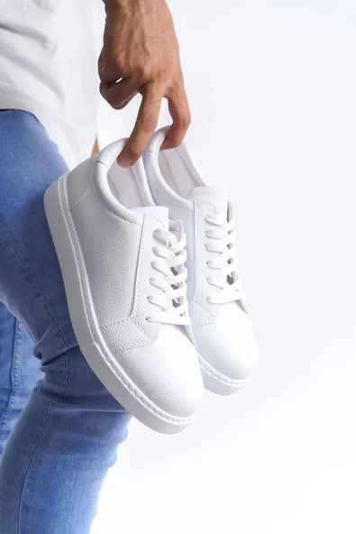 Tb165 Elite Bağcıklı Cilt Erkek Günlük Sneaker Ayakkabı Cbt - Beyaz - 4