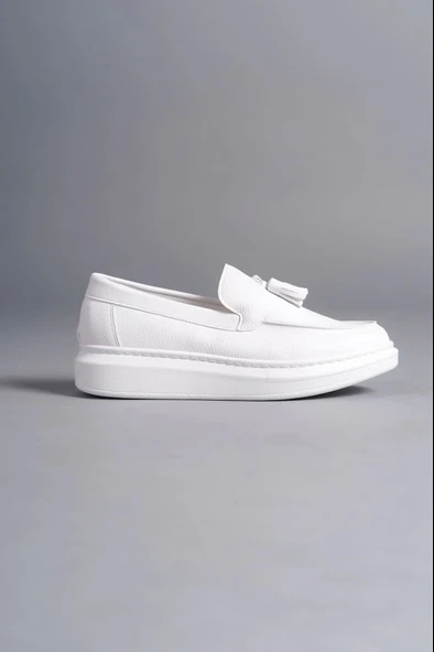 Tb154 Blaze Bağcıksız Püsküllü Cilt Erkek Günlük Spor Klasik Ayakkabı Cbt - Beyaz - Resim 4