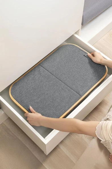 Mien Bambu Kenarlı Kumaş Katlanabilir 100 Lt Çamaşır Sepeti 54x33x58 - 5