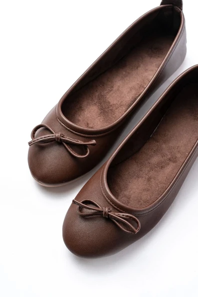 6101 Kahve Günlük Fiyonklu Kadın Babet - 3