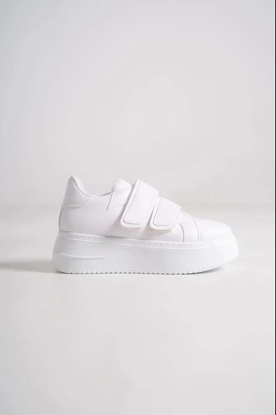 Valencıa Bağcıksız Cırt Cırtlı Ortopedik Taban Kadın Sneaker Spor Ayakkabı Bt - Beyaz - 6