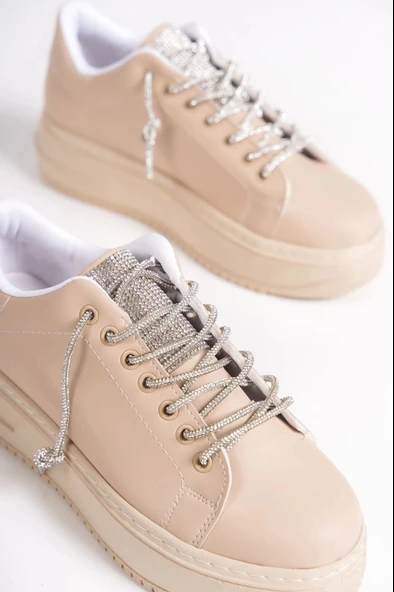 Della Bağcıklı Ortopedik Taban Taşlı Kadın Sneaker Spor Ayakkabı Tt - Ten - 5