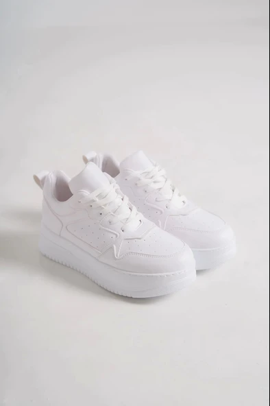 Alessı Bağcıklı Ortopedik Taban Kadın Sneaker Spor Ayakkabı Bt - Beyaz - 4