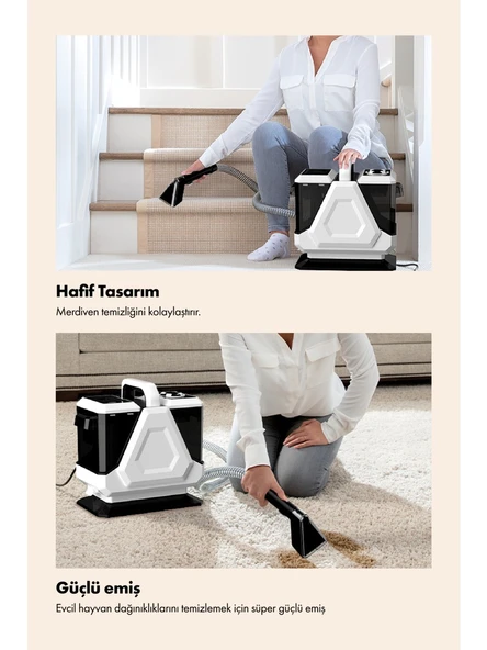 Whirtz Koltuk ve Halı Yıkama Makinesi Beyaz - 8