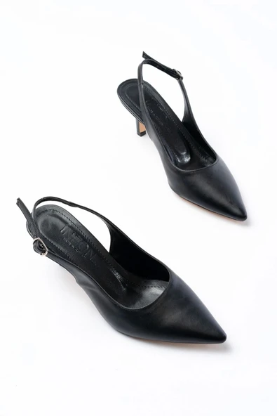 ST-1152 Siyah Günlük 7 cm Topuklu Kadın Ayakkabı - Resim 3