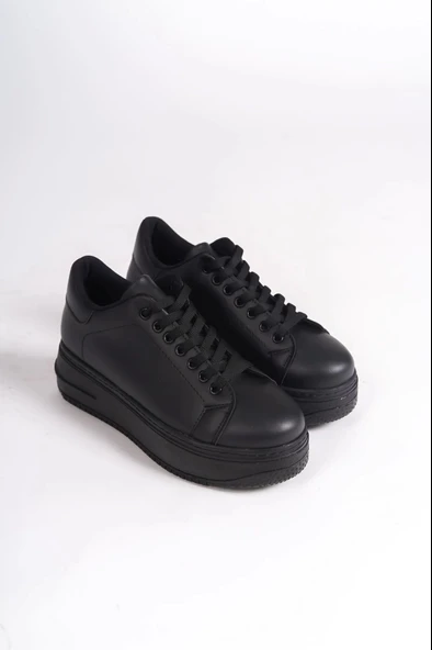 Bıana Bağcıklı Ortopedik Taban Kadın Sneaker Spor Ayakkabı St - Siyah - 4