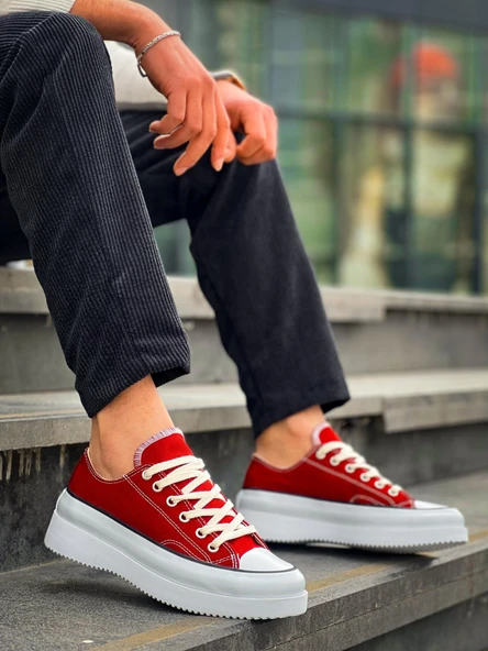 Tb-cx-3 Terzi Bey Kısa Bordo Keten Beyaz Yüksek Taban Spor Ayakkabı ürün görseli