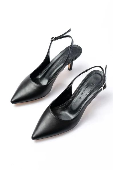 ST-1152 Siyah Günlük 7 cm Topuklu Kadın Ayakkabı - Resim 4