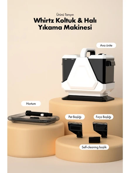 Whirtz Koltuk ve Halı Yıkama Makinesi Beyaz - 4