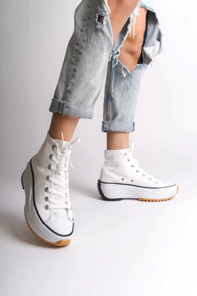 Roma Bağcıklı Ortopedik Taban Kadın Sneaker Spor Ayakkabı Bt - Beyaz - 2