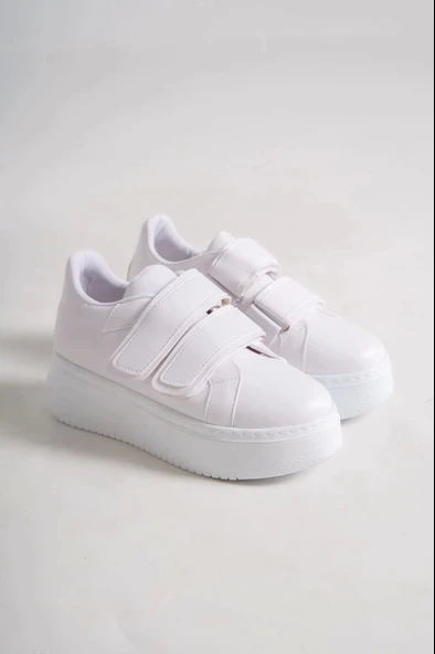 Valencıa Bağcıksız Cırt Cırtlı Ortopedik Taban Kadın Sneaker Spor Ayakkabı Bt - Beyaz - 4