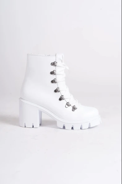 Emma Bağcıklı Fermuarlı Ortopedik Taban Topuklukadın Bot Bt - Beyaz - 6