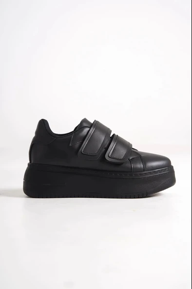 Valencıa Bağcıksız Cırt Cırtlı Ortopedik Taban Kadın Sneaker Spor Ayakkabı St - Siyah - 6