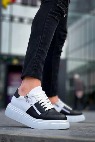 Tb-x155 Terzi Bey Siyah Cilt Beyaz Cilt Detaylı Beyaz Yüksek Taban Günlük Spor Ayakkabı - Resim 4