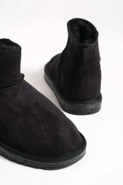 Jolıe Bağcıksız Düz Taban İçi Kürklü Kısa Süet Kadın Bot St - Siyah - 5