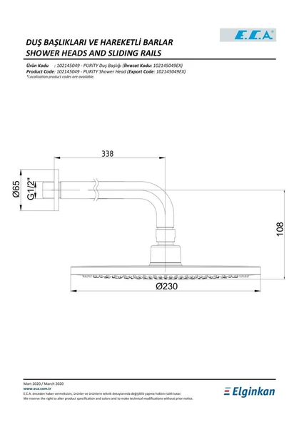 Eca Niobe Ankastre Duş Seti - 3 yollu / 7 parça set ECA.ANKSET.BD310 - 9