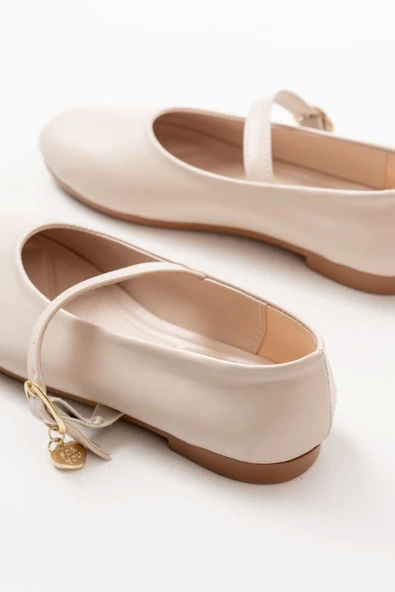 İNF-324 Bej Baretli Tokalı Günlük Kadın Babet - 5