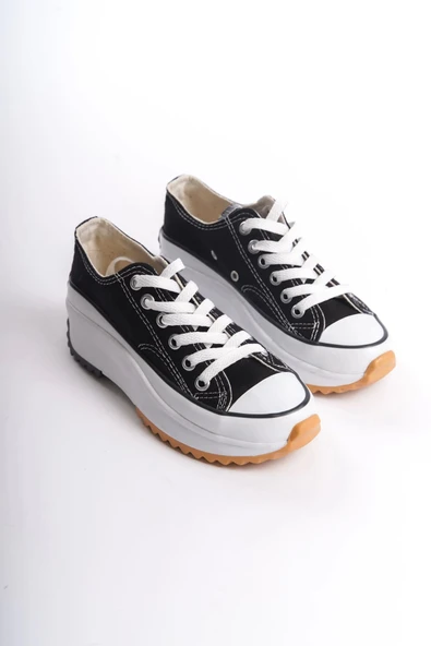 Parıs Bağcıklı Ortopedik Taban Kadın Sneaker Spor Ayakkabı  Bt - Siyah - 4