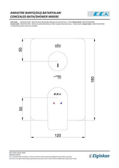 Eca Dalia Ankastre Duş Seti - 2 yollu / 6 parça set - 102199773 - 3
