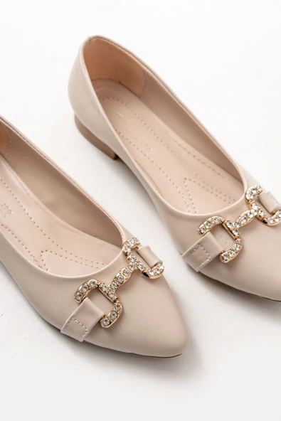 İNF-133 Ten Taşlı Tokalı Günlük Kadın Babet - 4