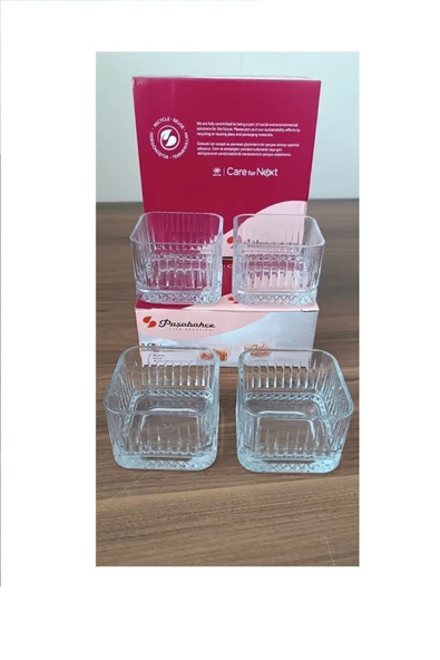 Paşabahçe Elysia Kare Çerezlik Reçellik Köşeli Tatlı Kasesi 250cc 4 Adet 530138