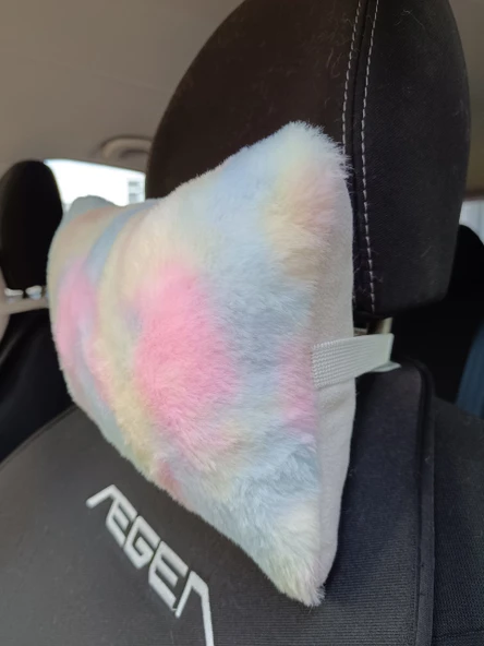 Yumuşak Peluşlu Ortopedik Araba Seyahat Boyun Yastığı Tekli Gökkuşağı - 3