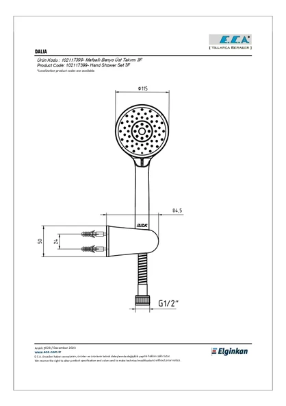 Eca Dalia Ankastre Duş Seti - 2 yollu / 6 parça set - 102199773 - 11