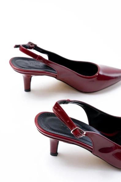 ST-1152 Bordo Rugan Günlük 7 cm Topuklu Kadın Ayakkabı - 4