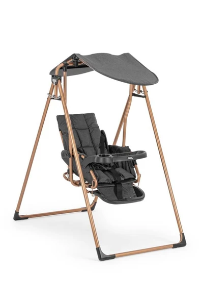 Rival Gondol Yatabilen Tenteli Mama Tepsili Bebek Salıncak Çocuk Salıncakları Gold Antrasit ürün görseli 1