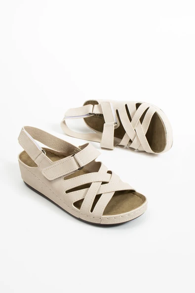 Albishoes Kadın Hafif Topuk 4,5 Cm Yumuşak Rahat Anatomik Taban Günlük Kadın Sandalet Anne Sandalet - 4
