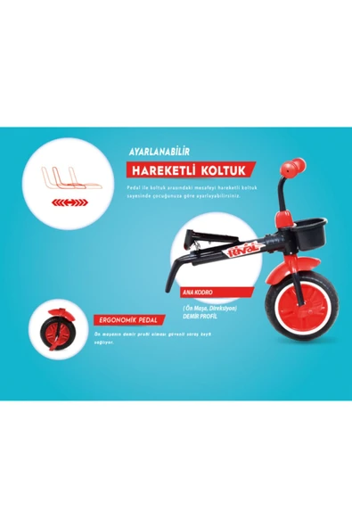Rival  Rv502 Nitro PLUS 3 Tekerli Çocuk Bisikleti Eva Dolgu, Patlamaz Ses yapmaz Çocuk Bisikleti - 4