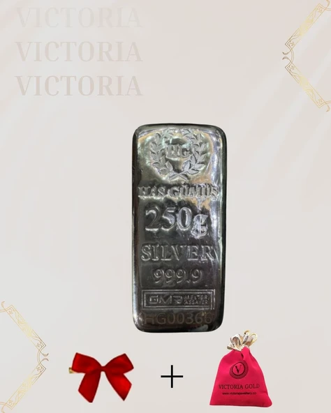 VICTORIA GOLD Sertifikalı 250 gr Külçe Gümüş 999,9 Ayar