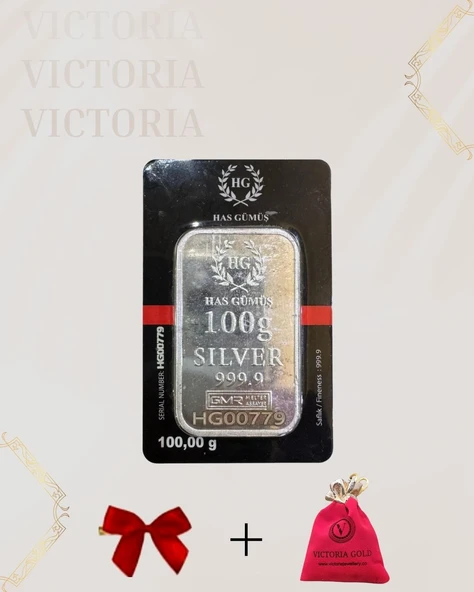 VICTORIA GOLD Sertifikalı 100 gr Külçe Gümüş 999,9 Ayar