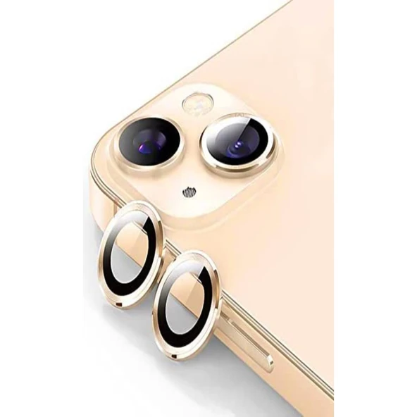 Adaman iPhone 14 Uyumlu Kamera Mercek Lens Için Koruyucu gold
