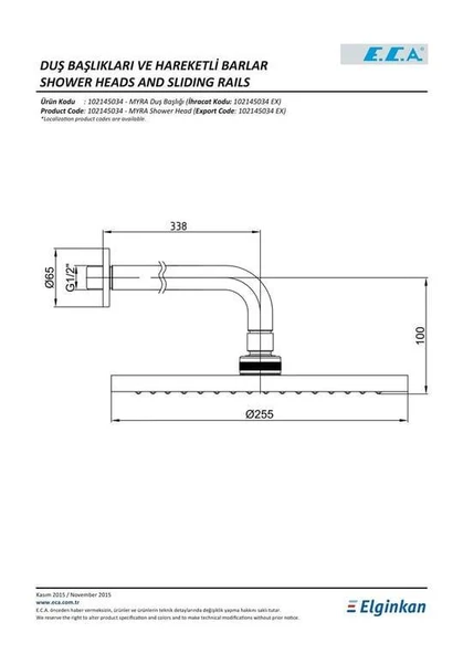 Eca Luna Ankastre Duş Seti - 3 yollu / 7 parça set - ECA.ANKSET.BD312 - 7