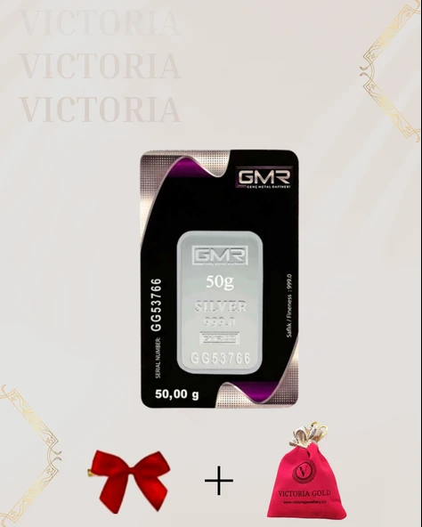 VICTORIA GOLD Sertifikalı 50 gr Külçe Gümüş 999 Ayar