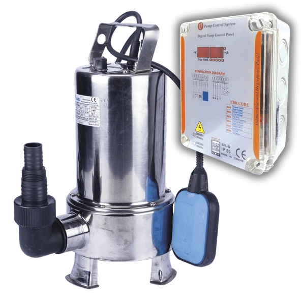 Varan QDS 750DW-SS Paslanmaz KORUMA PANOLU Pis Su Dalgıç Pompa 1 HP/ 0.75 kW, Monofaze 220 V, 10 Mss