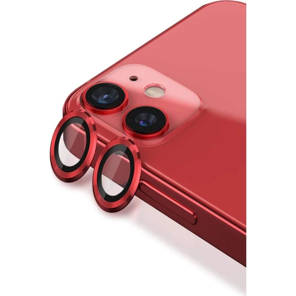 Adaman iPhone 12 MİNİ Uyumlu Kamera Mercek Lens Için Koruyucu KIRMIZI