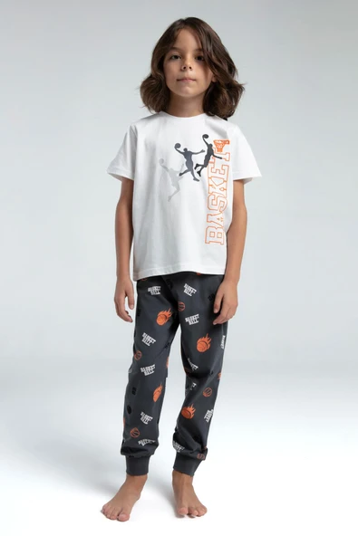 Roly Poly 3530 Garson Erkek Çocuk Bisiklet Yaka Kısa Kollu Pijama Takım - 5