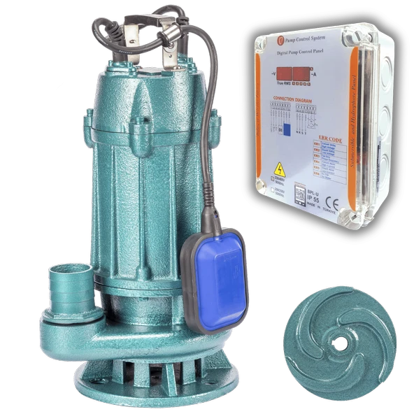 Varan WQD 5-15-0.75F Açık Çarklı KORUMA PANOLU Foseptik Dalgıç Pompa 1 HP/ 0.75 kW, Monofaze 220 V
