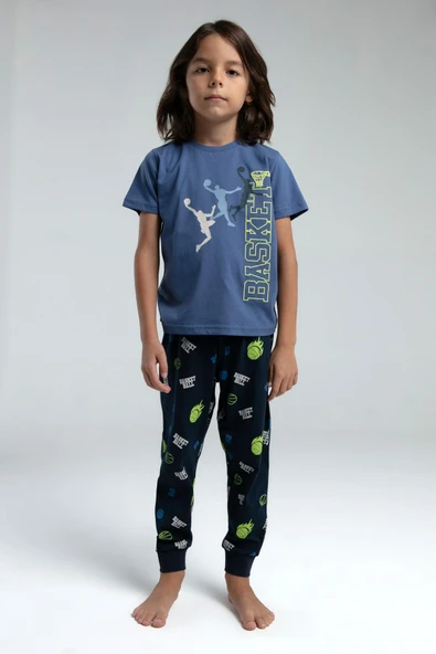 Roly Poly 3530 Garson Erkek Çocuk Bisiklet Yaka Kısa Kollu Pijama Takım