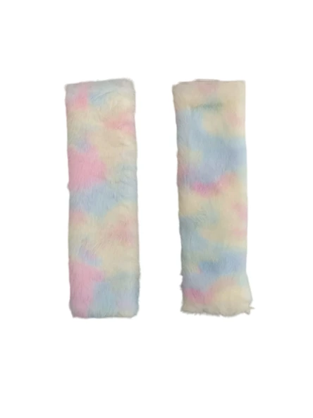 Peluş Seyahat Emniyet Kemer Pedi Kılıfı 2'li Gökkuşağı - 3