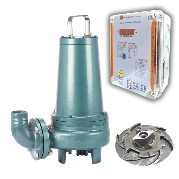 Varan WQK 30-7-2.2QG Bıçaklı (KORUMA PANOLU) Foseptik Dalgıç Pompa 3 HP / 2.2 kW, Trifaze 380 V