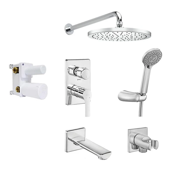 Eca Luna Ankastre Duş Seti - 3 yollu / 7 parça set - ECA.ANKSET.BD312