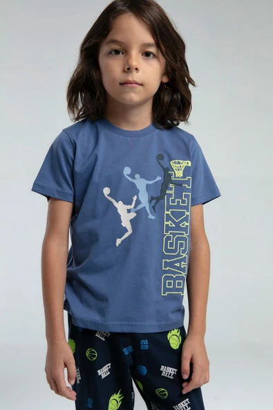 Roly Poly 3530 Garson Erkek Çocuk Bisiklet Yaka Kısa Kollu Pijama Takım - 12