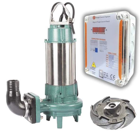 Varan CUT 1100 Parçalayıcı Bıçaklı KORUMA PANOLU Foseptik Dalgıç Pompa 1.5 HP / 1.1 kW, Monofaze 220 V
