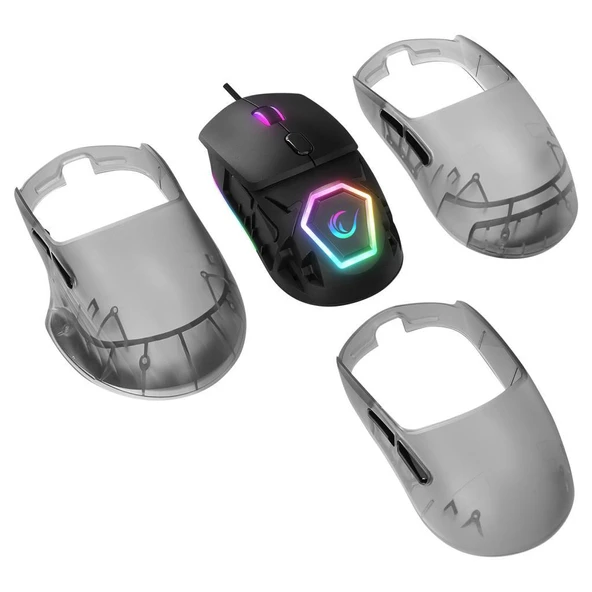 Rampage Hyalo M1 Siyah Değiştirilebilir 3 Kapaklı RGB 12000 DPI Gaming Oyuncu Mouse Rampage - 6