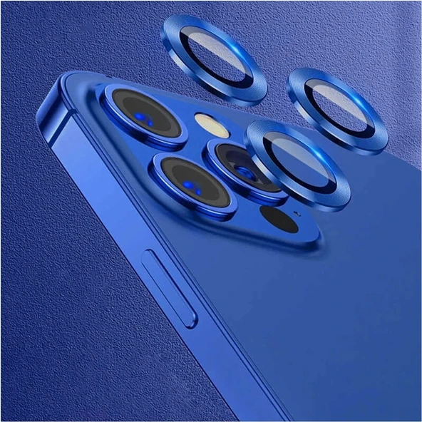 Adaman iPhone 12 Pro Max ile Uyumlu Kamera Mercek Lens Için Koruyucu LACİVERT