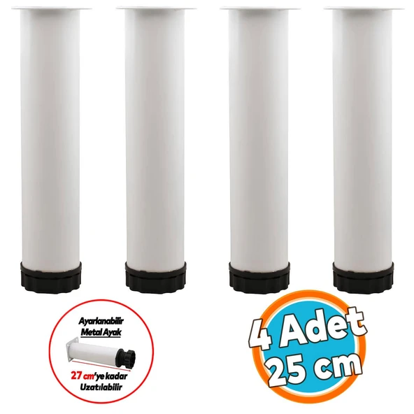 Mobilya Kanepe Baza Koltuk Metal Destek Ayağı Beyaz Ayak 25 cm ürün görseli